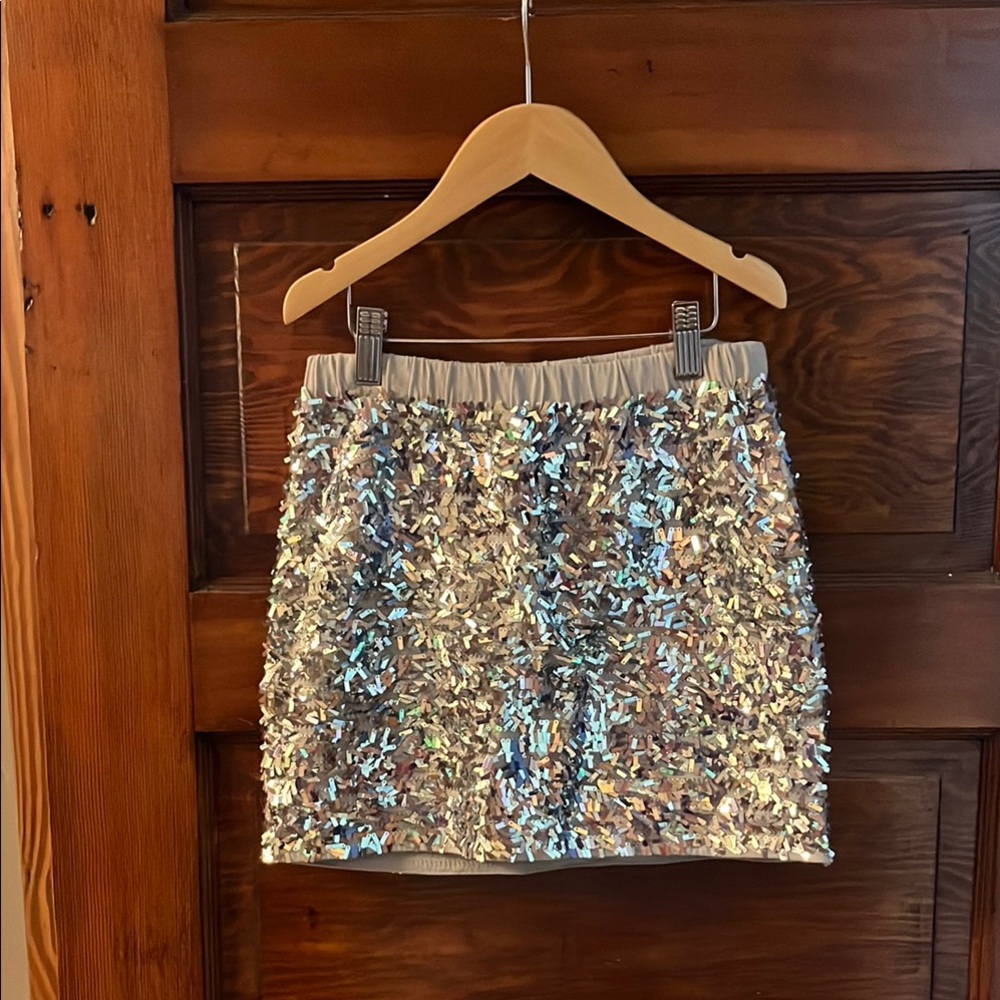 Silver Sequin Kids Skirt